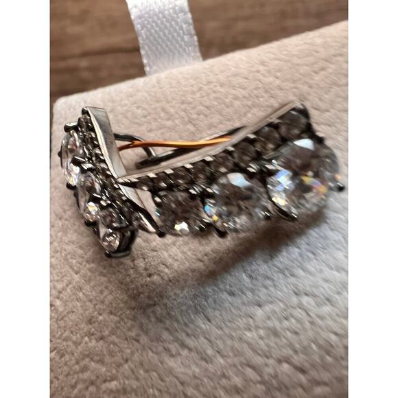 CZ earrings in gunmetal rhodium over sterling silver - Picture 5 of 10